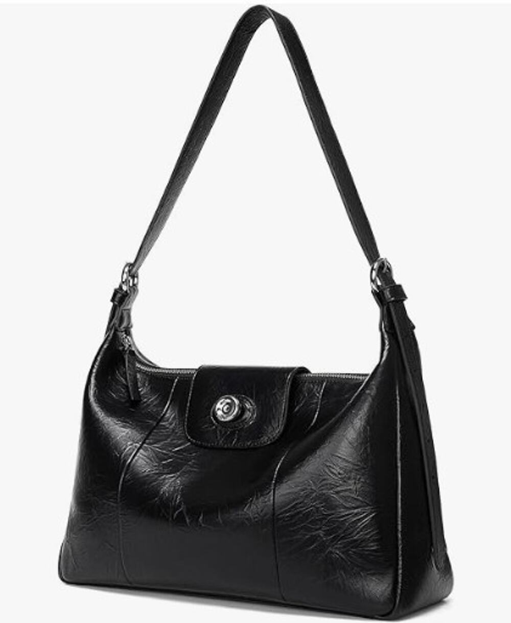 LA FESTIN Black Leather Shoulder Bag Crossbody Purse Zip Top – New w/ Tag